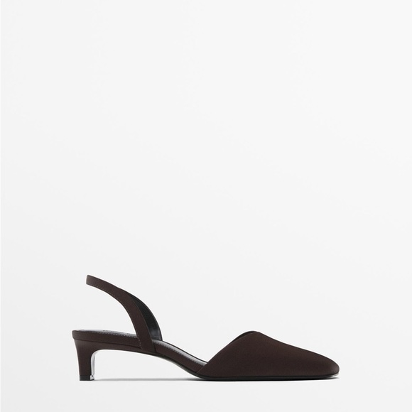 Massimo Dutti Brown Slingback Kitten Heel EU 36 / US 6 | Satin | Minimal - Picture 10 of 14